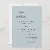 Klassieke gedempte blauwe elegante bruiloft kaart (Voorkant)