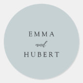Klassieke gedempte blauwe elegante bruiloft ronde sticker (Voorkant)