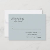 Klassieke gedempte blauwe elegante bruiloft RSVP kaartje (Voorkant)