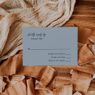 Klassieke gedempte blauwe elegante bruiloft RSVP kaartje