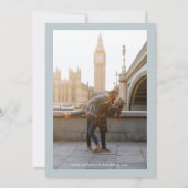 Klassieke gedempte blauwe foto elegante bruiloft save the date (Achterkant)