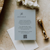 Klassieke gedempte blauwe QR-code Elegante bruilof Informatiekaartje