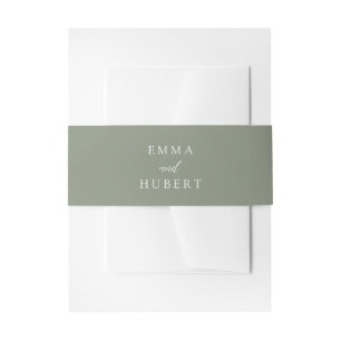 Klassieke gedempte groene elegante bruiloft uitnodigingen wikkel