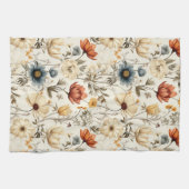 Klassieke Gedroogde Wilde Bloem Marine Terracotta Theedoek (Horizontaal)