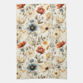 Klassieke Gedroogde Wilde Bloem Marine Terracotta Theedoek (Verticaal)