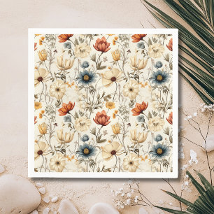 Klassieke Gedroogde Wilde Bloem Terracotta Marineb Servet