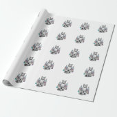 Klassieke Gegraveerde Cyberkat Stad Vector Kunst_1 Cadeaupapier (Uitgerold)