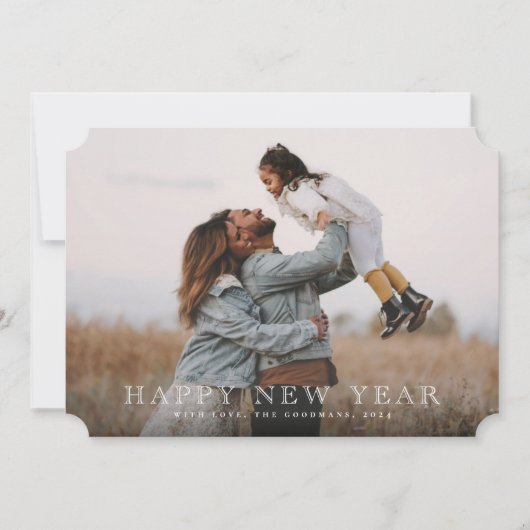 Klassieke gegraveerde witte Typografische Nieuwe J Feestdagenkaart (Voorkant)