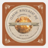 KLASSIEKE GEHAKT TAART Grunge Font Kraft Brown Vierkante Sticker (Voorkant)
