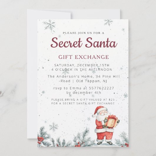 Klassieke Geheime Kerstfeest Kaart (Voorkant)