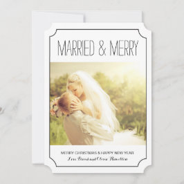 Klassieke gehuwde en prettige kerstfotokaarten feestdagenkaart