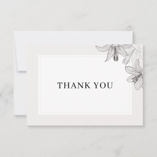 Klassieke geïllustreerde Floral Lilies Bedankkaart (Voorkant)