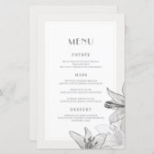 Klassieke geïllustreerde Floral Lilies menukaarten (Voorkant / Achterkant)