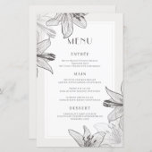 Klassieke geïllustreerde Floral Lilies menukaarten (Voorkant / Achterkant)