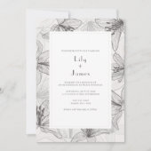 Klassieke geïllustreerde Floral Lilies Wedding Inv Kaart (Voorkant)