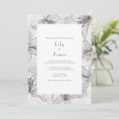 Klassieke geïllustreerde Floral Lilies Wedding Inv Kaart (Staand voorkant)