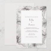 Klassieke geïllustreerde Floral Lilies Wedding Inv Kaart (Voorkant / Achterkant)