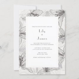 Klassieke geïllustreerde Floral Lilies Wedding Inv Kaart