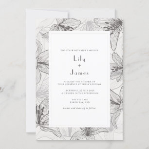 Klassieke geïllustreerde Floral Lilies Wedding Inv Kaart