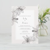 Klassieke geïllustreerde Floral Lilies Wedding Kaart (Staand voorkant)