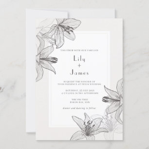 Klassieke geïllustreerde Floral Lilies Wedding Kaart