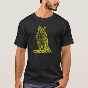 Klassieke Geïnkte Gouden Uil Crest Kunst T-shirt