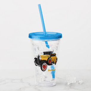 Klassieke gele auto 1931 acryl drinkbeker