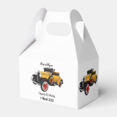 Klassieke gele auto 1931 bedankdoosjes (Achterkant)