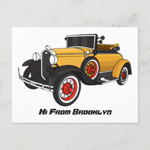 Klassieke gele auto 1931 briefkaart