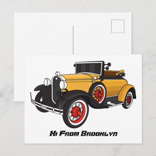 Klassieke gele auto 1931 briefkaart (Voorkant / Achterkant)