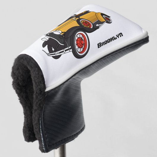 Klassieke gele auto 1931 golfheadcover (3/4 voorkant)