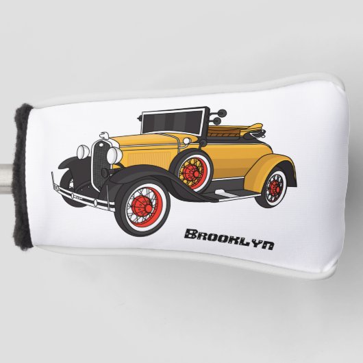Klassieke gele auto 1931 golfheadcover (Voorkant)