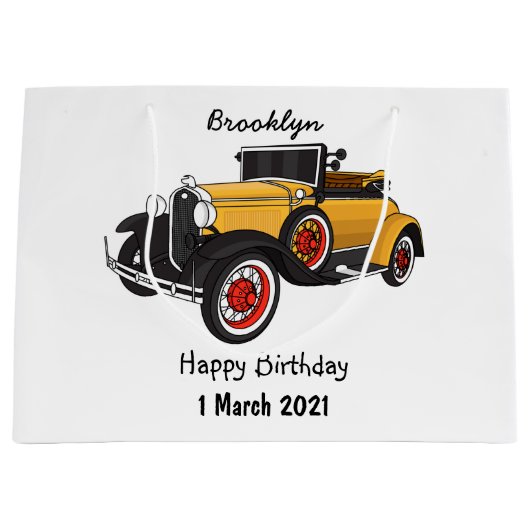 Klassieke gele auto 1931 groot cadeauzakje (Voorkant)