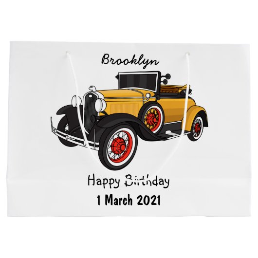 Klassieke gele auto 1931 groot cadeauzakje (Achterkant)