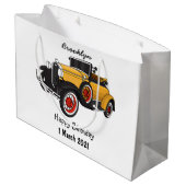 Klassieke gele auto 1931 groot cadeauzakje (Achterkant Gekanteld)