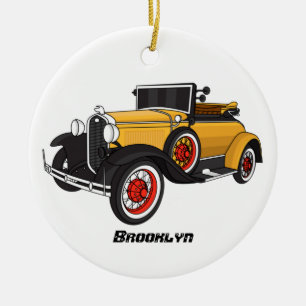 Klassieke gele auto 1931 keramisch ornament