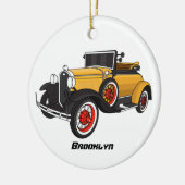 Klassieke gele auto 1931 keramisch ornament (Links)