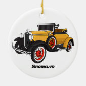 Klassieke gele auto 1931 keramisch ornament (Achterkant)