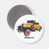 Klassieke gele auto 1931 magneet (Voorkant / Achterkant)