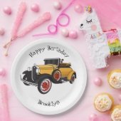 Klassieke gele auto 1931 papieren bordje (Feest)