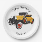 Klassieke gele auto 1931 papieren bordje (Voorkant)