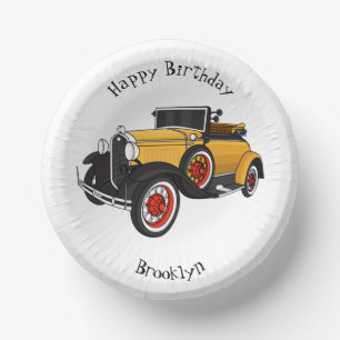 Klassieke gele auto 1931 papieren kommen
