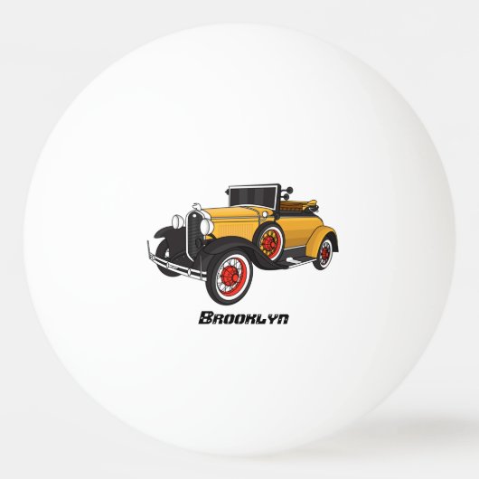 Klassieke gele auto 1931 pingpongbal (Voorkant)