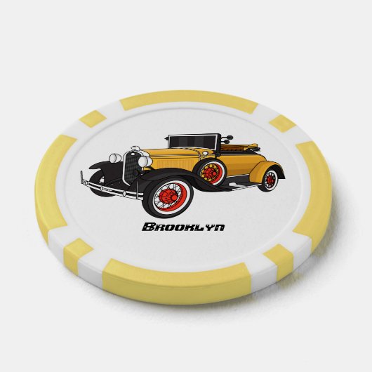 Klassieke gele auto 1931 poker chips (Enkel)