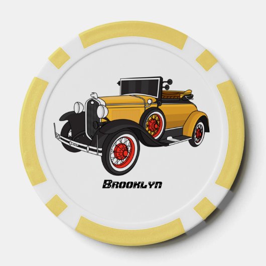 Klassieke gele auto 1931 poker chips (Achterkant)