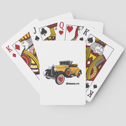Klassieke gele auto 1931 pokerkaarten (Achterkant)