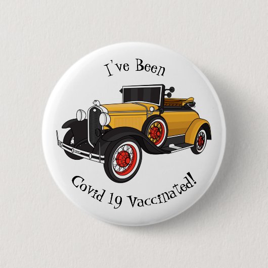 Klassieke gele auto 1931 ronde button 5,7 cm (Voorkant)