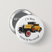 Klassieke gele auto 1931 ronde button 5,7 cm (Voorkant /achterkant)