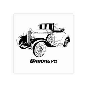 Klassieke gele auto 1931 rubberstempel