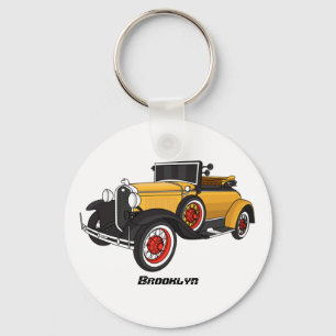 Klassieke gele auto 1931 sleutelhanger